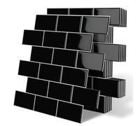 Tiwoos Thicker Black Peel and Stick Tiles Self Adhesive Wall Tile, Metro Subway Peel and Stick Wall Tile Splashback for Kitchen Black, 10-Sheets