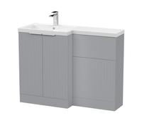 Tixall Contemporary Floor Standing 2 Door Vanity WC Combination Unit with Polymarble Basin, Left Hand, 1100mm, Grey