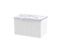 Tixall Fluted 1 Drawer Wall Hung Vanity Unit with Laminate Worktop, Satin White, 600mm