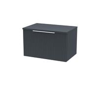 Tixall Fluted 1 Drawer Wall Hung Vanity Unit with Worktop, Dark Grey, 600mm