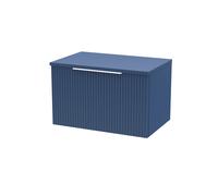 Tixall Fluted 1 Drawer Wall Hung Vanity Unit with Worktop, Satin Blue, 600mm