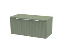 Tixall Fluted 1 Drawer Wall Hung Vanity Unit with Worktop, Satin Green, 800mm