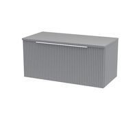 Tixall Fluted 1 Drawer Wall Hung Vanity Unit with Worktop, Satin Grey, 800mm