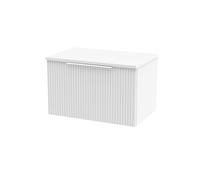 Tixall Fluted 1 Drawer Wall Hung Vanity Unit with Worktop, Satin White, 600mm