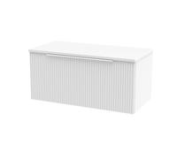 Tixall Fluted 1 Drawer Wall Hung Vanity Unit with Worktop, Satin White, 800mm