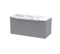 Tixall Fluted Wall Hung Vanity Unit with Laminate Worktop, Satin Grey, 800mm
