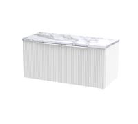 Tixall Fluted Wall Hung Vanity Unit with Laminate Worktop, Satin White, 800mm