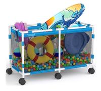 TIXANF Pool Storage Bin - 235 Gallon 69" L Extra Large Pool Float Storage Organizer with Heavy Duty Tear & Sunlight Resistant Nylon Mesh, 360° Rolling Pool cart for Noodles,Toys,Floats,Balls