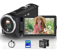 Tixeuo 2.7K Video Camera Camcorder QHD 50MP YouTube Vlogging Camera 16X Digital Zoom Webcam 270 Degree Rotation Screen Camcorders with 32G SD Card and 2 Batteries Recording While Charging