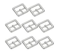 TIXIPEM 1.38 IN(35mm) Metal Single Prong Buckle [8Pcs] - Webbing Belts Center Bar Buckle Use for Leather Bags Craft & Purse & DIY Accessories - [Silver Tone] Square Loops Clasp