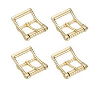 TIXIPEM 1 IN(25mm) Metal Roller Buckle [4Pcs] - Webbing Belts Center Bar Single Prong Buckle Use for Leather Bags Craft & Purse & DIY Accessories - [Light Gold] Curved Loops Clasp