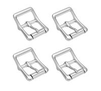 TIXIPEM 1 IN(25mm) Metal Roller Buckle [4Pcs] - Webbing Belts Center Bar Single Prong Buckle Use for Leather Bags Craft & Purse & DIY Accessories - [Silver Tone] Curved Loops Clasp