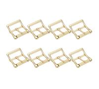 TIXIPEM 1 IN(25mm) Metal Roller Buckle [8Pcs] - Webbing Belts Center Bar Single Prong Buckle Use for Leather Bags Craft & Purse & DIY Accessories - [Light Gold] Curved Loops Clasp