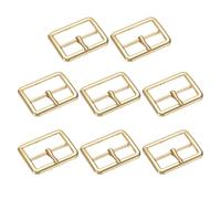 TIXIPEM 1 IN(25mm) Metal Single Prong Buckle [8Pcs] - Webbing Belts Center Bar Buckle Use for Leather Bags Craft & Purse & DIY Accessories - [Gold Tone] Square Loops Clasp