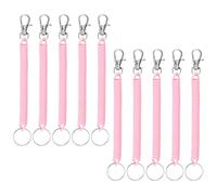 TIXIPEM 10PCS Spiral Retractable Coil Springs Keychain 6.89in Pink