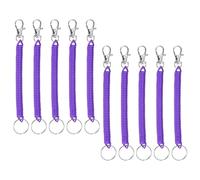 TIXIPEM 10PCS Spiral Retractable Coil Springs Keychain 6.89in Purple