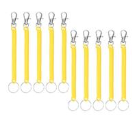 TIXIPEM 10PCS Spiral Retractable Coil Springs Keychain 6.89in Yellow