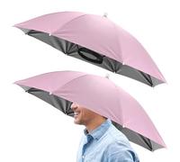 TIXIPEM 2 Pcs Headband Umbrella Hat 26" Foldable Outdoor, Pink Black
