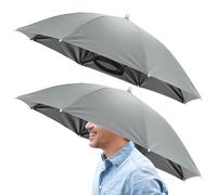 TIXIPEM 2 Pcs Headband Umbrella Hat 26" Gray, Black Foldable Outdoor