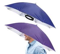 TIXIPEM 2 Pcs Headband Umbrella Hat 26 inch, Navy Blue, Purple, Silver