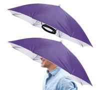 TIXIPEM 2 Pcs Headband Umbrella Hat 26 inch Silver Coating, Purple
