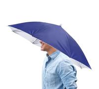 TIXIPEM 26" Headband Umbrella Hat [1 Pcs] - Hand Free Foldable Umbrella Cap Sun Hat Use for Fishing & Gardening & Golf & Camping & Hiking - [Navy Blue] Silver Coating Top Outdoor