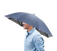 TIXIPEM 26" Headband Umbrella Hat [1 Pcs] - Hands Free Foldable Umbrella Cap Sun Hat Use for Fishing & Gardening & Golf & Camping & Hiking - [Misty Blue] Black Glue Top Outdoor