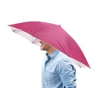 TIXIPEM 26" Headband Umbrella Hat [1 Pcs] - Hands Free Foldable Umbrella Cap Sun Hat Use for Fishing & Gardening & Golf & Camping & Hiking - [Rose Red] Silver Coating Top Outdoor