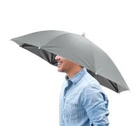 TIXIPEM 26" Headband Umbrella Hat [1 Pcs] - Hands Free Foldable Umbrella Cap Sun Hat Use for Fishing & Gardening & Golf & Camping & Hiking - [Gray] Black Glue Top Outdoor