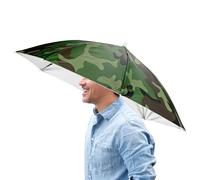 TIXIPEM 26" Headband Umbrella Hat [1 Pcs] - Hands Free Foldable Umbrella Cap Sun Hat Use for Fishing & Gardening & Golf & Camping & Hiking - [Camo] Silver Coating Top Outdoor