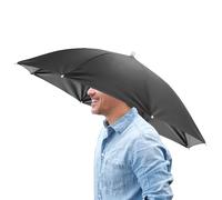TIXIPEM 26" Headband Umbrella Hat [1 Pcs] - Hands Free Foldable Umbrella Cap Sun Hat Use for Fishing & Gardening & Golf & Camping & Hiking - [Black] Black Glue Top Outdoor