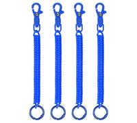 TIXIPEM 4PCS Spiral Retractable Coil Springs Keychain 7.28in Blue | Theftproof Anti-Lost Stretch Cord, Plastic Lobster Clasp, for Keys, Wallet, Cellphone, Jewelry