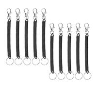 TIXIPEM 6.89IN Spiral Retractable Coil Springs Keychain [10PCS] - Theftproof Anti-Lost Stretch Cord with Alloy Lobster Clasp Use for Keys Wallet & Cellphone & Jewelry Findings - [Black]