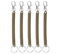 TIXIPEM 6.89IN Spiral Retractable Coil Springs Keychain [5PCS] - Theftproof Anti-Lost Stretch Cord with Alloy Lobster Clasp Use for Keys Wallet & Cellphone & Jewelry Findings - [Brown]