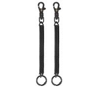 TIXIPEM 7.28IN Spiral Retractable Coil Springs Keychain [2PCS] - Theftproof Anti-Lost Stretch Cord with Plastic Lobster Clasp Use for Keys Wallet & Cellphone & Jewelry Findings - [Black]