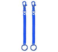 TIXIPEM 7.28IN Spiral Retractable Coil Springs Keychain [2PCS] - Theftproof Anti-Lost Stretch Cord with Plastic Lobster Clasp Use for Keys Wallet & Cellphone & Jewelry Findings - [Blue]