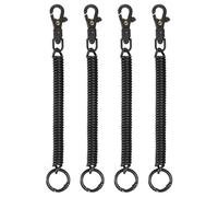 TIXIPEM 7.28IN Spiral Retractable Coil Springs Keychain [4PCS] - Theftproof Anti-Lost Stretch Cord with Plastic Lobster Clasp Use for Keys Wallet & Cellphone & Jewelry Findings - [Black]