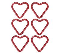 TIXIPEM Heart Shaped Snap Clip [6 Pack] - Durable Keychain Clip Spring Snap Hook Use for Backpacks, Key Chains & Camping Hiking - [Red/Aluminum Alloy]