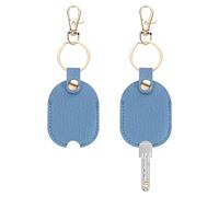 TIXIPEM Leather Key Sleeve [2Pcs] - Vintage Car Broken Key Loop Replacement Covers with Keychain Use for Auto Car & Motorcycle & House - [Blue] Keys Cover Protector