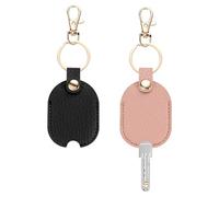 TIXIPEM Leather Key Sleeve [2Pcs] - Vintage Car Broken Key Loop Replacement Covers with Keychain Use for Auto Car & Motorcycle & House - [Black, Pink] Keys Cover Protector