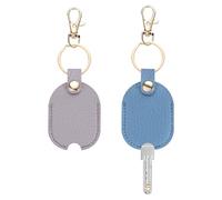 TIXIPEM Leather Key Sleeve [2Pcs] - Vintage Car Broken Key Loop Replacement Covers with Keychain Use for Auto Car & Motorcycle & House - [Light Purple, Blue] Keys Cover Protector