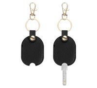 TIXIPEM Leather Key Sleeve [2Pcs] - Vintage Car Broken Key Loop Replacement Covers with Keychain Use for Auto Car & Motorcycle & House - [Black] Keys Cover Protector