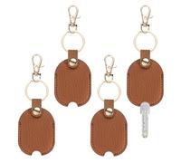 TIXIPEM Leather Key Sleeve [4Pcs] - Vintage Car Broken Key Loop Replacement Covers with Keychain Use for Auto Car & Motorcycle & House - [Light Brown] Keys Cover Protector