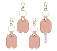 TIXIPEM Leather Key Sleeve [4Pcs] - Vintage Car Broken Key Loop Replacement Covers with Keychain Use for Auto Car & Motorcycle & House - [Pink] Keys Cover Protector