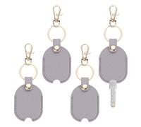 TIXIPEM Leather Key Sleeve [4Pcs] - Vintage Car Broken Key Loop Replacement Covers with Keychain Use for Auto Car & Motorcycle & House - [Light Purple] Keys Cover Protector