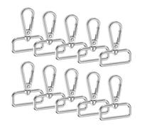 TIXIPEM Lobster Claw Clasps [10pcs] - Zinc Alloy Swivel Trigger Snap Hook Use for Keychain Making & Lanyard Making & Purse Hardware & DIY Craft - [Silver White - 2 x 1.6IN] D Ring Keychain