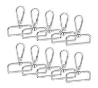 TIXIPEM Lobster Claw Clasps [10pcs] - Zinc Alloy Swivel Trigger Snap Hook Use for Keychain Making & Lanyard Making & Purse Hardware & DIY Craft - [Silver White - 2 x 1.8IN] D Ring Keychain
