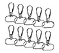 TIXIPEM Lobster Claw Clasps [10pcs] - Zinc Alloy Swivel Trigger Snap Hooks Use for Keychain Making & Lanyard Making & Purse Hardware & DIY Craft - [Gun Black - 2 x 1.2 in] D Ring Keychain