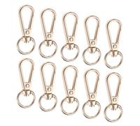 TIXIPEM Lobster Claw Clasps [10pcs] - Zinc Alloy Swivel Trigger Snap Hooks Use for Keychain Making & Lanyard Making & Purse Hardware & DIY Craft - [Light Gold - 1.6 X0.6IN] D Ring Keychain