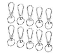 TIXIPEM Lobster Claw Clasps [10pcs] - Zinc Alloy Swivel Trigger Snap Hooks Use for Keychain Making & Lanyard Making & Purse Hardware & DIY Craft - [Silver White -1.6x0.6IN] D Ring Keychain